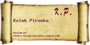 Kolek Piroska névjegykártya